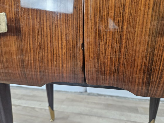 Image 1 of Mid Century Nightstands In Mahogany, Brass And Glass