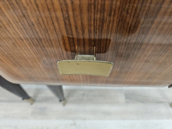 Image 1 of Mid Century Nightstands In Mahogany, Brass And Glass