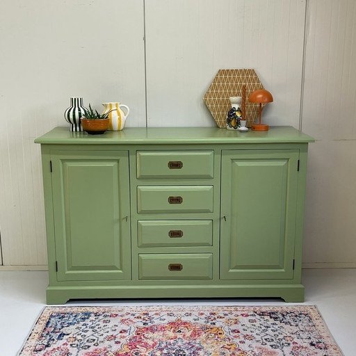 Restyle Green Solid Wood Sideboard Refurbished Chest of Drawers