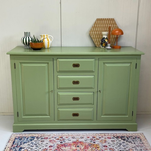 Restyle Green Solid Wood Sideboard Refurbished Chest of Drawers