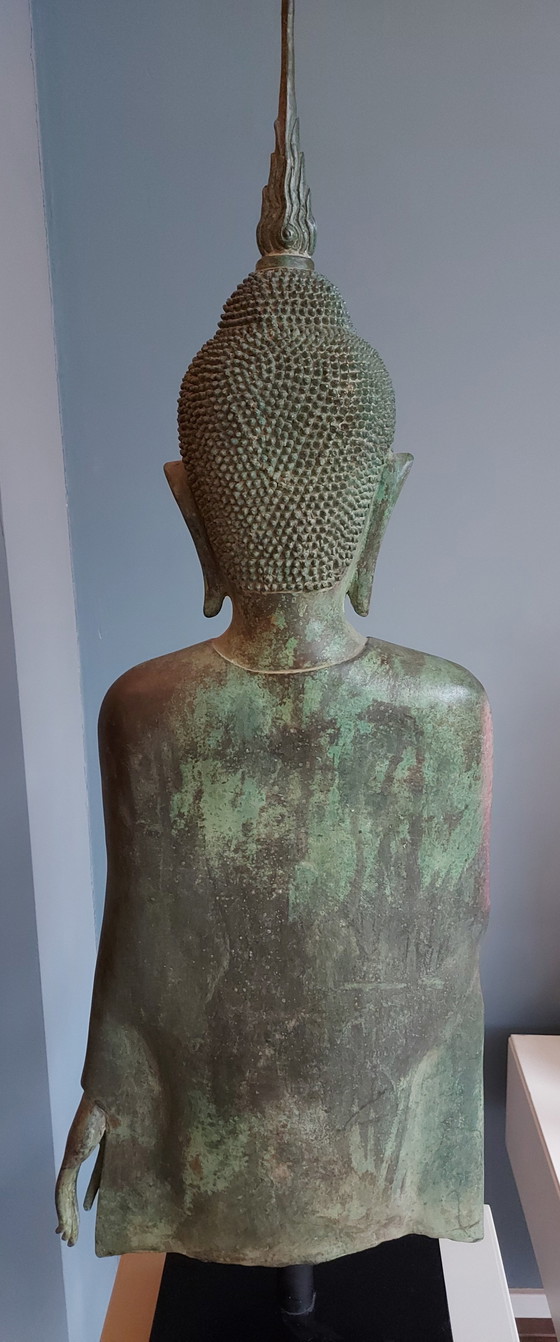 Image 1 of Bronze Buddha Statue On Stand From Thailand.