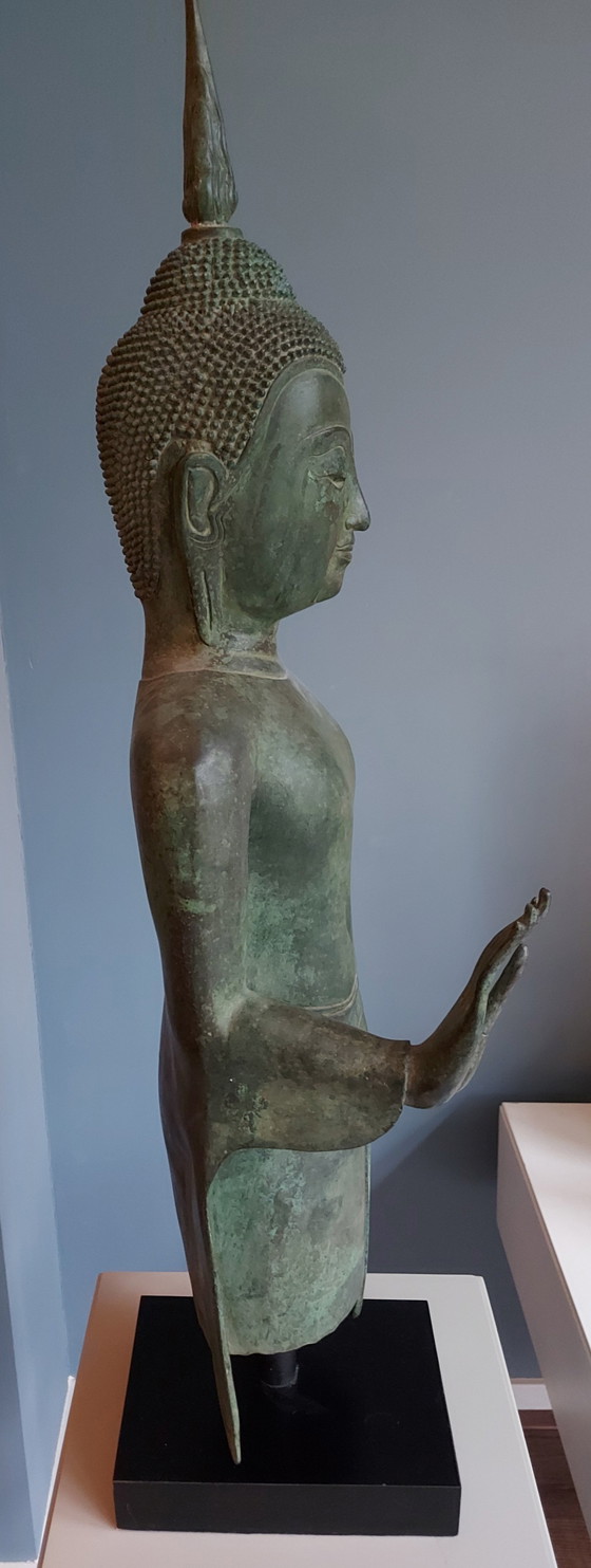 Image 1 of Bronze Buddha Statue On Stand From Thailand.