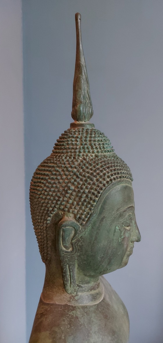 Image 1 of Bronze Buddha Statue On Stand From Thailand.