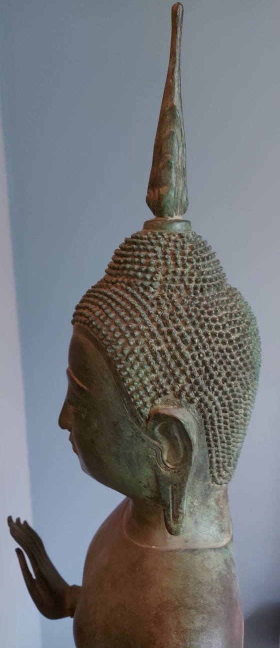 Image 1 of Bronze Buddha Statue On Stand From Thailand.