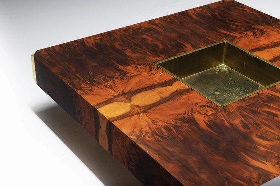 Image 1 of Stunning Alveo Coffee Table In Burlwood & Brass By Mario Sabot Italy.