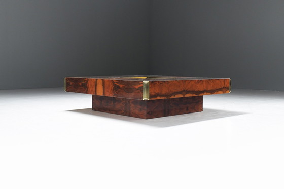 Image 1 of Stunning Alveo Coffee Table In Burlwood & Brass By Mario Sabot Italy.