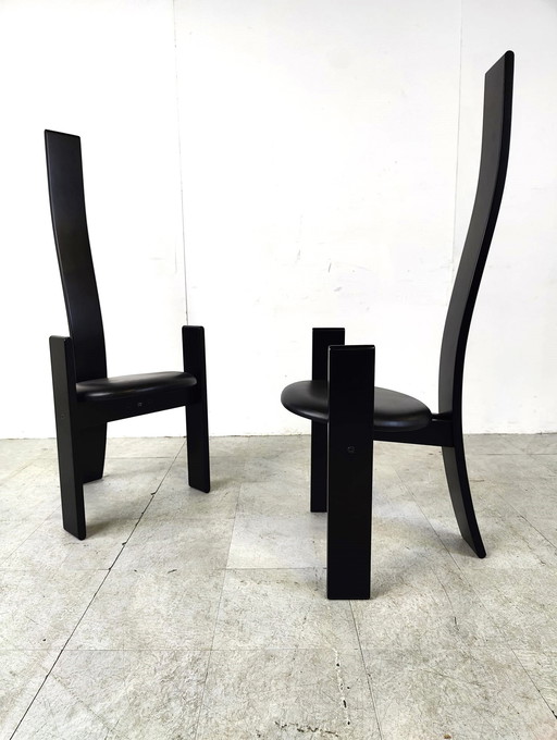 6x Vico Magistretti 1970s Golem chairs