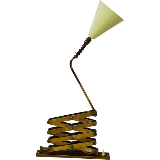 Lampada da parete vintage in ottone a forbice, Italia 1940