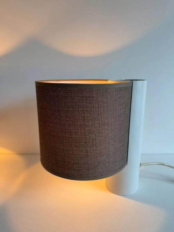 Image 1 of 2x Lampada da tavolo vintage, bianca e marrone, "Fluette" di Gramigna