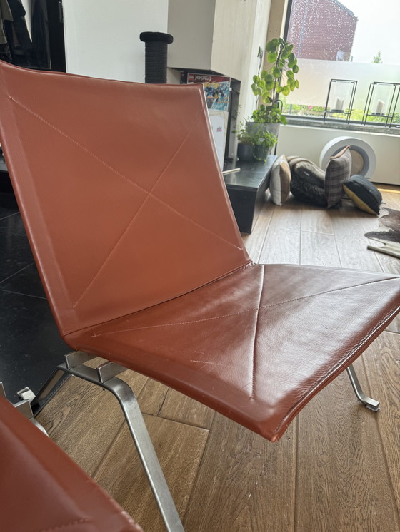 Image 1 of 2x Cognac leather PK22 chairs by Poul Kjærholm for E. Kold Christensen