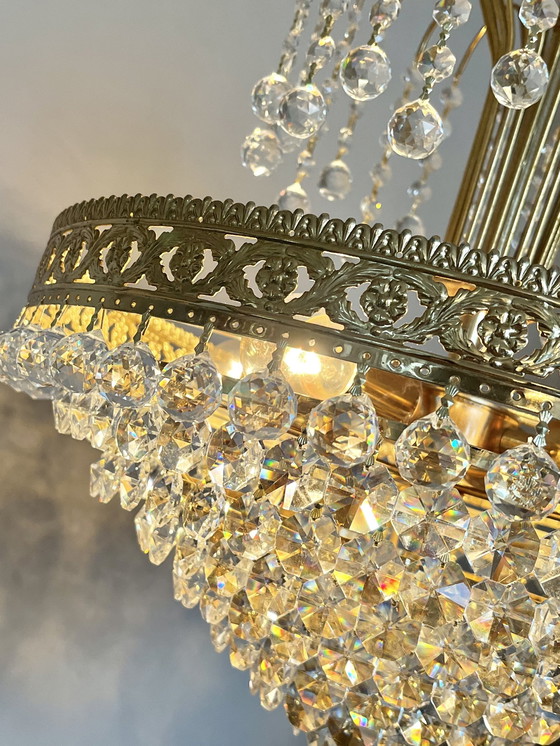 Image 1 of Swarovski Design Chandelier Crystal Balls Gold Leaf !