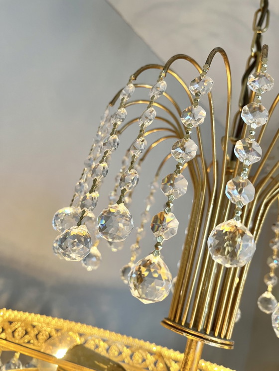 Image 1 of Swarovski Design Chandelier Crystal Balls Gold Leaf !