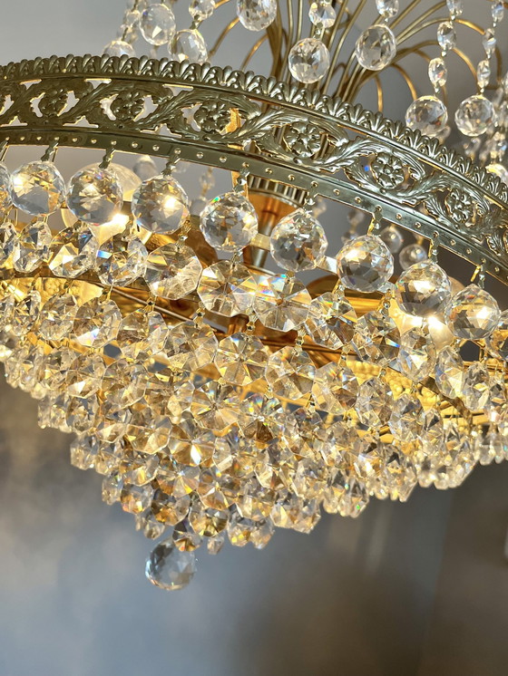 Image 1 of Swarovski Design Chandelier Crystal Balls Gold Leaf !