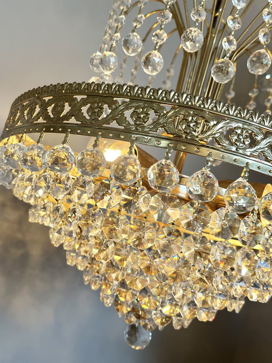 Image 1 of Swarovski Design Chandelier Crystal Balls Gold Leaf !