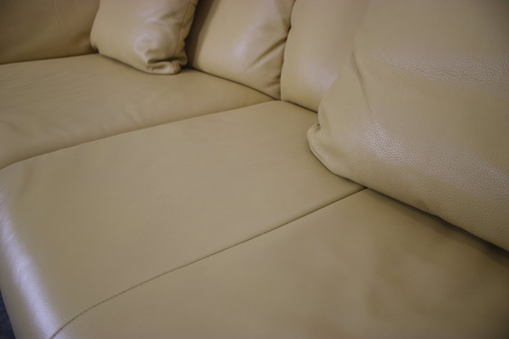 Image 1 of Rolf Benz couch three-seater genuine leather yellow designer sofa function