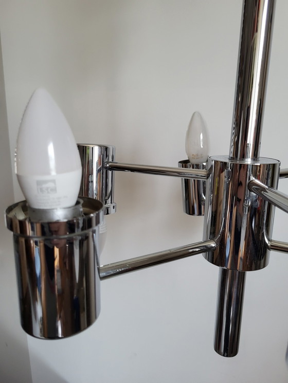 Image 1 of Vintage Chrome Chandelier Or Chandelier, With 6 Lights