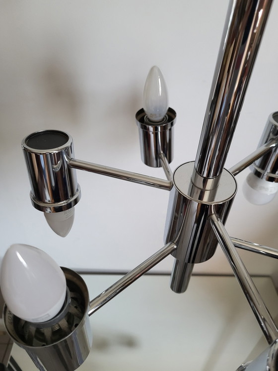 Image 1 of Vintage Chrome Chandelier Or Chandelier, With 6 Lights