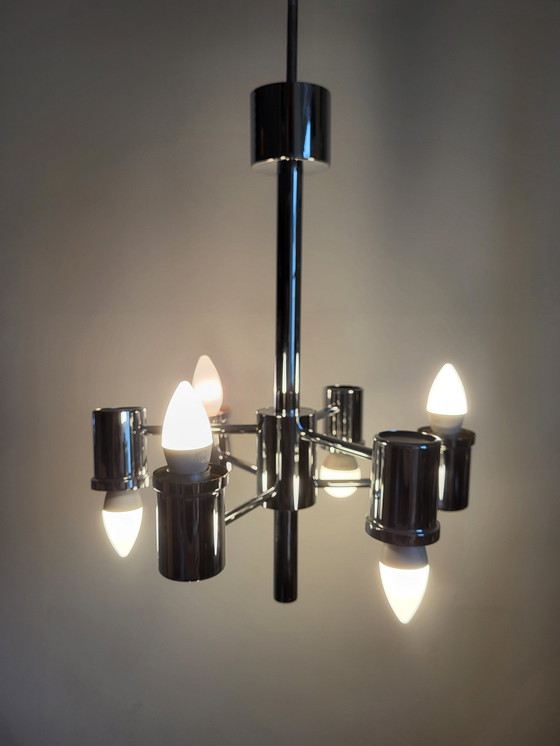 Image 1 of Vintage Chrome Chandelier Or Chandelier, With 6 Lights