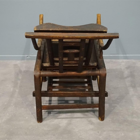 Image 1 of Antique Chinese Handcrafted Bamboo Lounge Chair, 1860S