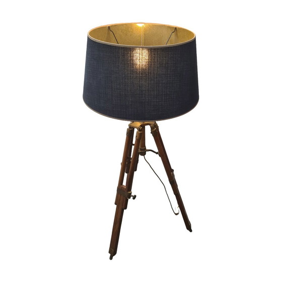 Image 1 of Lámpara de pie industrial con trípode de madera, años 80