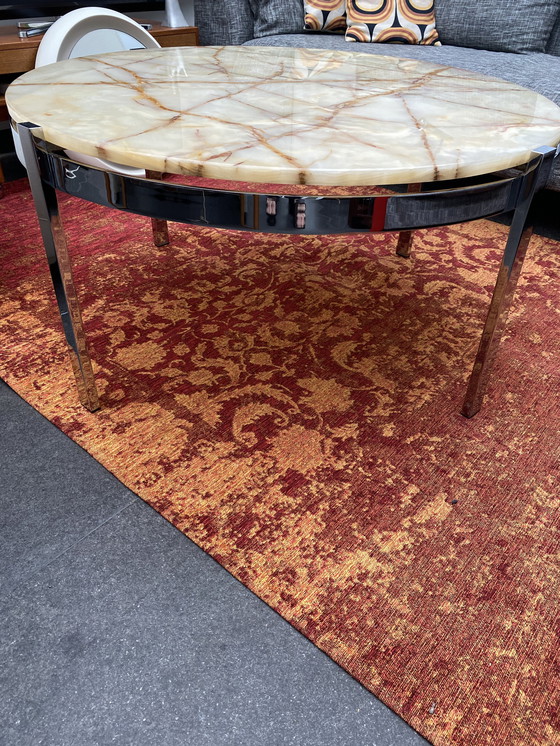 Image 1 of Vintage chrome coffee table with onyx top
