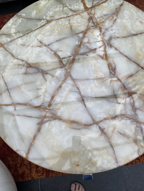 Image 1 of Vintage chrome coffee table with onyx top