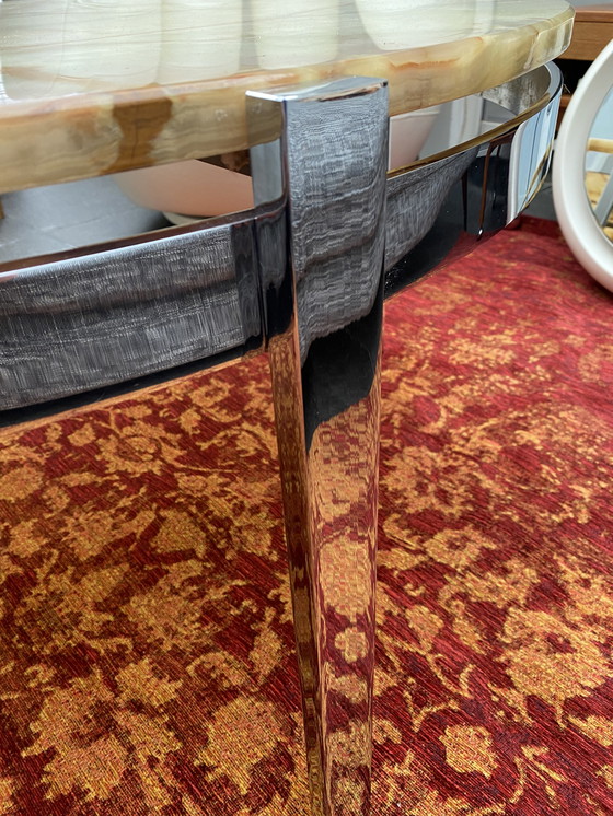 Image 1 of Vintage chrome coffee table with onyx top