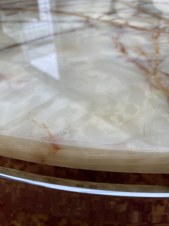Image 1 of Vintage chrome coffee table with onyx top