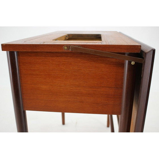 Image 1 of Vintage teak sewing table with built in sewing machine, Denmark 1960s