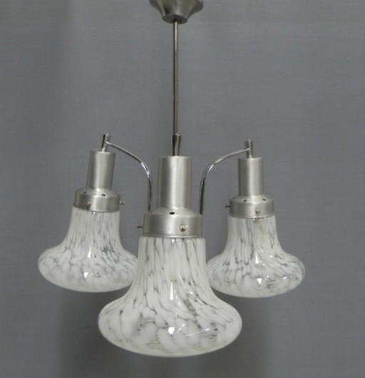 Vintage hanging lamp with 3 cloudy glass shades