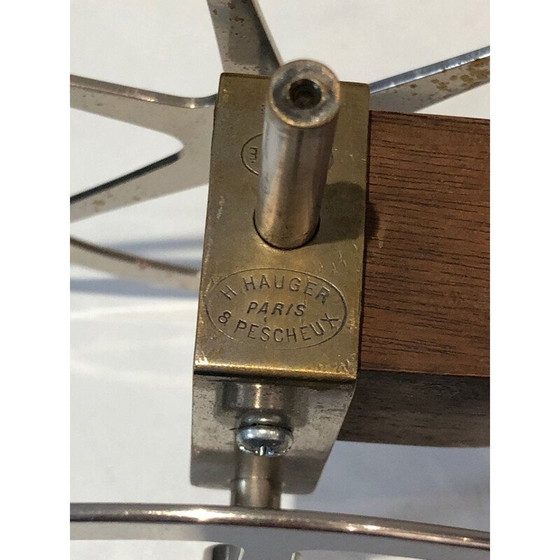 Image 1 of Vintage wood, brass and chrome bottle rack, France 1930