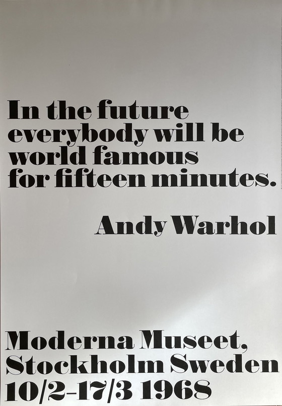 Image 1 of Andy Warhol, In the future, Designed by John Melin in 1968 for the Modern Museet