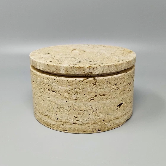 Image 1 of 1970S Elegant Travertine Box By Enzo Mari For F.Lli Mannelli