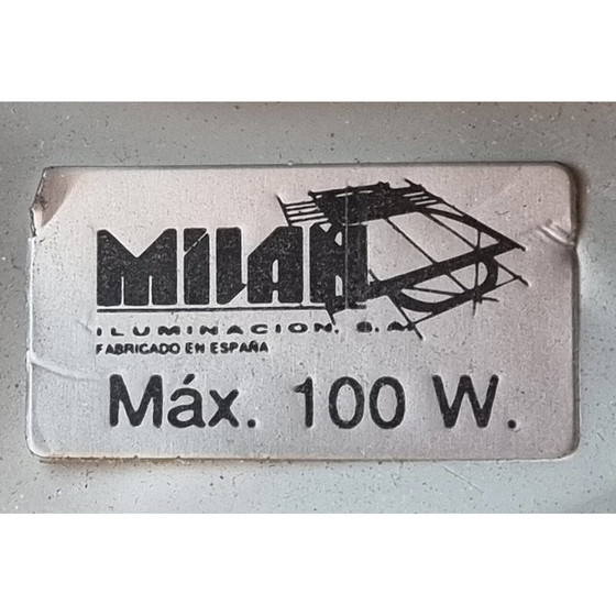 Image 1 of Pair of vintage wall lights in gold metal and glass in the shape of a Chinese hat