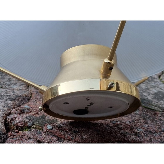 Image 1 of Pair of vintage wall lights in gold metal and glass in the shape of a Chinese hat