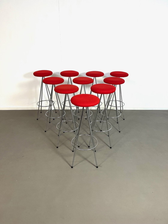 Image 1 of 10 Stainless Steel Nuta Bar Stools By Lluis Pau, Spain, 1990s