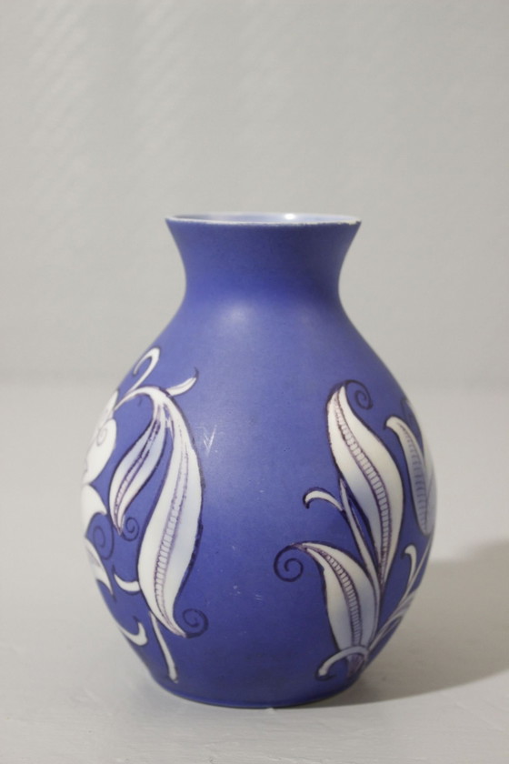 Image 1 of Hoyerswerda Glasbruk - Art Nouveau Painted Opaline Vase Germany Circa 1920