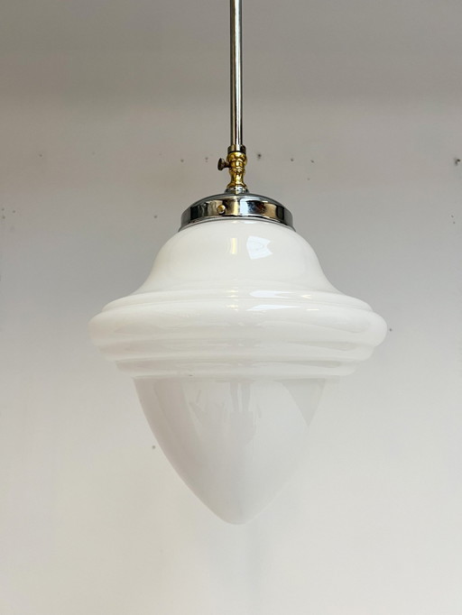 Opal Glass Art Deco Ceiling Lamp From The 1960'S