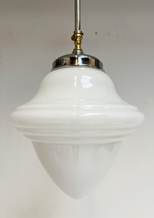 Opal Glass Art Deco Ceiling Lamp From The 1960'S