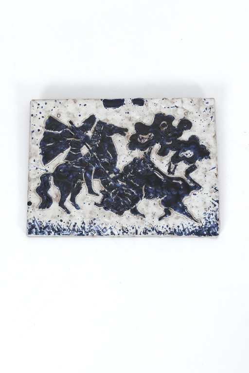 Vintage wall tile bullfight