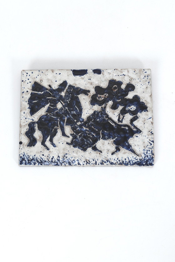 Image 1 of Vintage wall tile bullfight