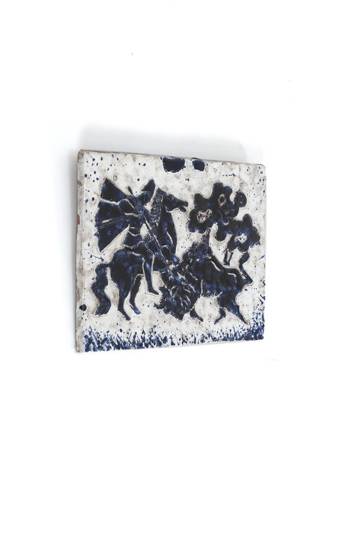 Vintage wall tile bullfight