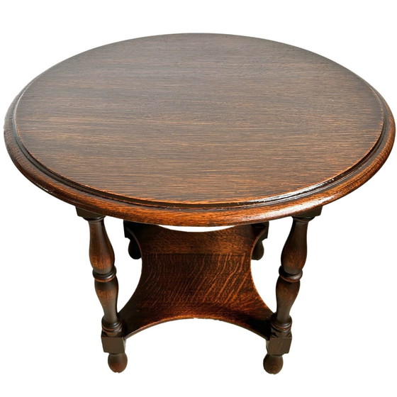 Image 1 of Antique round oak side table