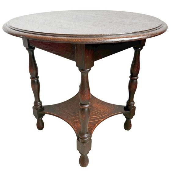 Image 1 of Antique round oak side table