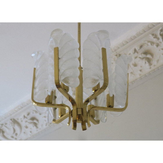 Image 1 of Lampadario vintage in ottone Josef Brumberg Sundern con 6 foglie d'acanto