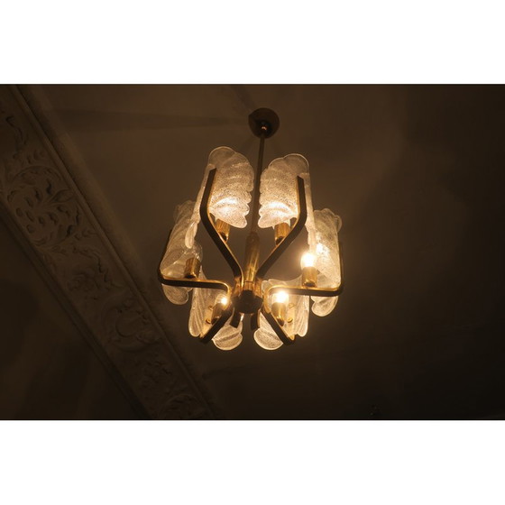 Image 1 of Lampadario vintage in ottone Josef Brumberg Sundern con 6 foglie d'acanto