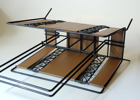 Image 1 of Portariviste Mid Century in metallo e pelle - Vintage