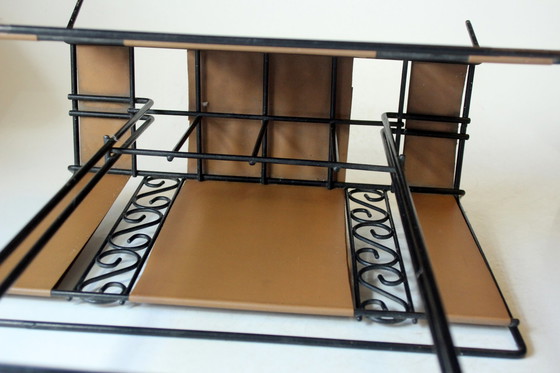 Image 1 of Mid Century Porte-revues métal-cuir - Vintage