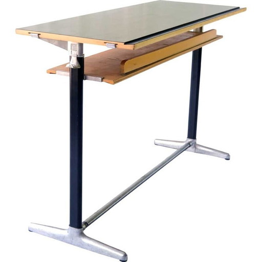 Vintage wood school desk, Italy 1970s