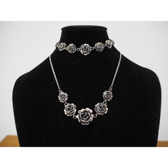 Image 1 of Bracciale e catena d'argento vintage, anni '20